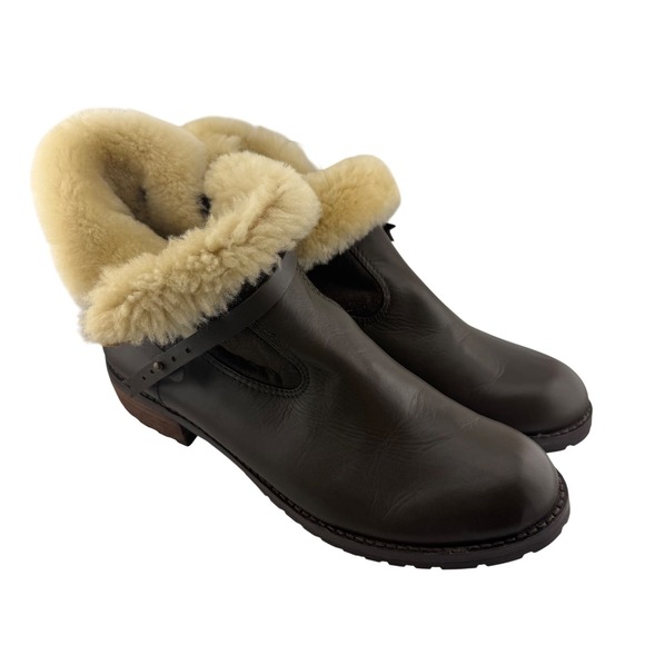 Matt Bernson Shoes - Matt Bernson Shearling‎ Leather Ankle Boots Womens 10 Brown Buckle Winter Moto